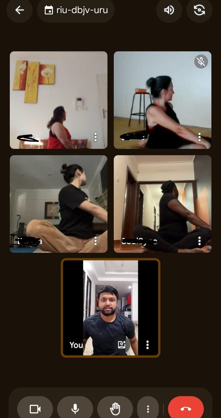 A small group session in progress, several students practising together live