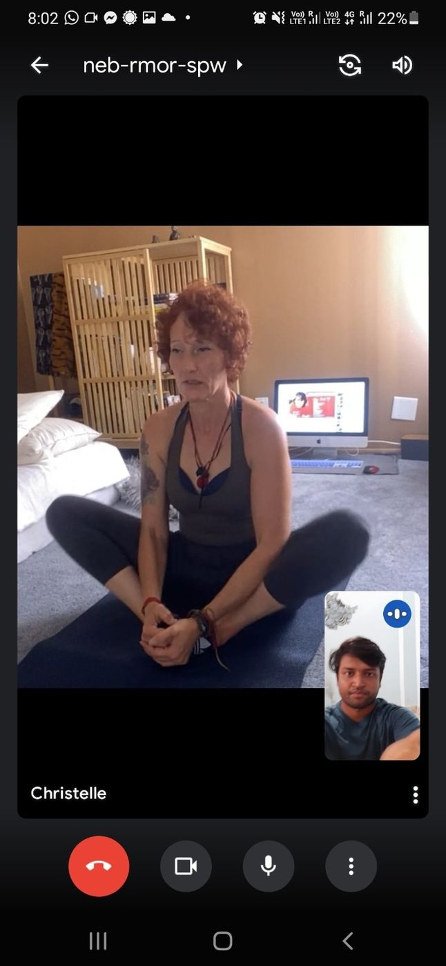 A student in a seated posture during a calm live online session